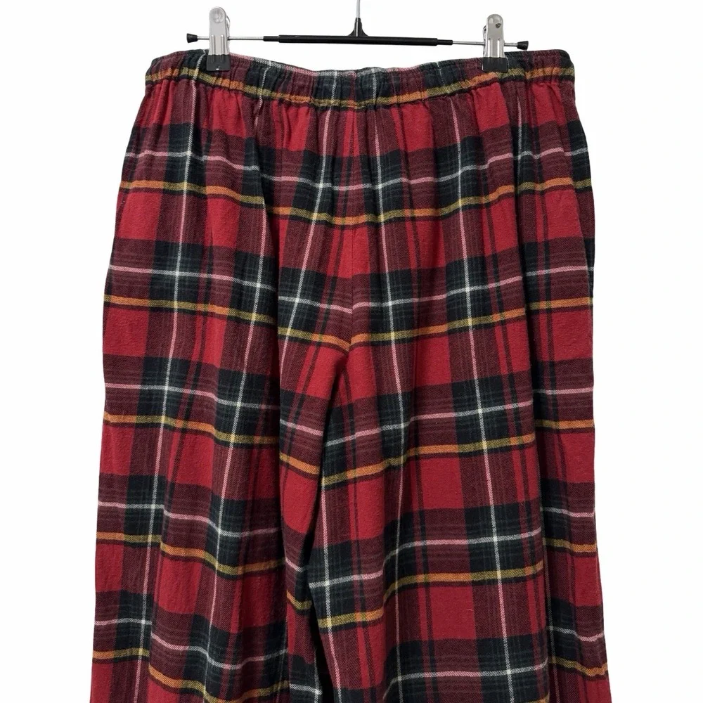 Skims Womens Plaid Flannel Sleep Pajamas Set Size L Red Cozy Comfy Loungewear